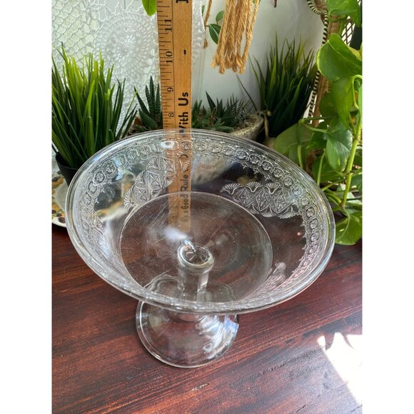 Antique vintage manganese glowing glass compote bowl - chipped vase - Picture 5 of 10